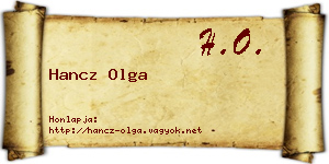 Hancz Olga névjegykártya